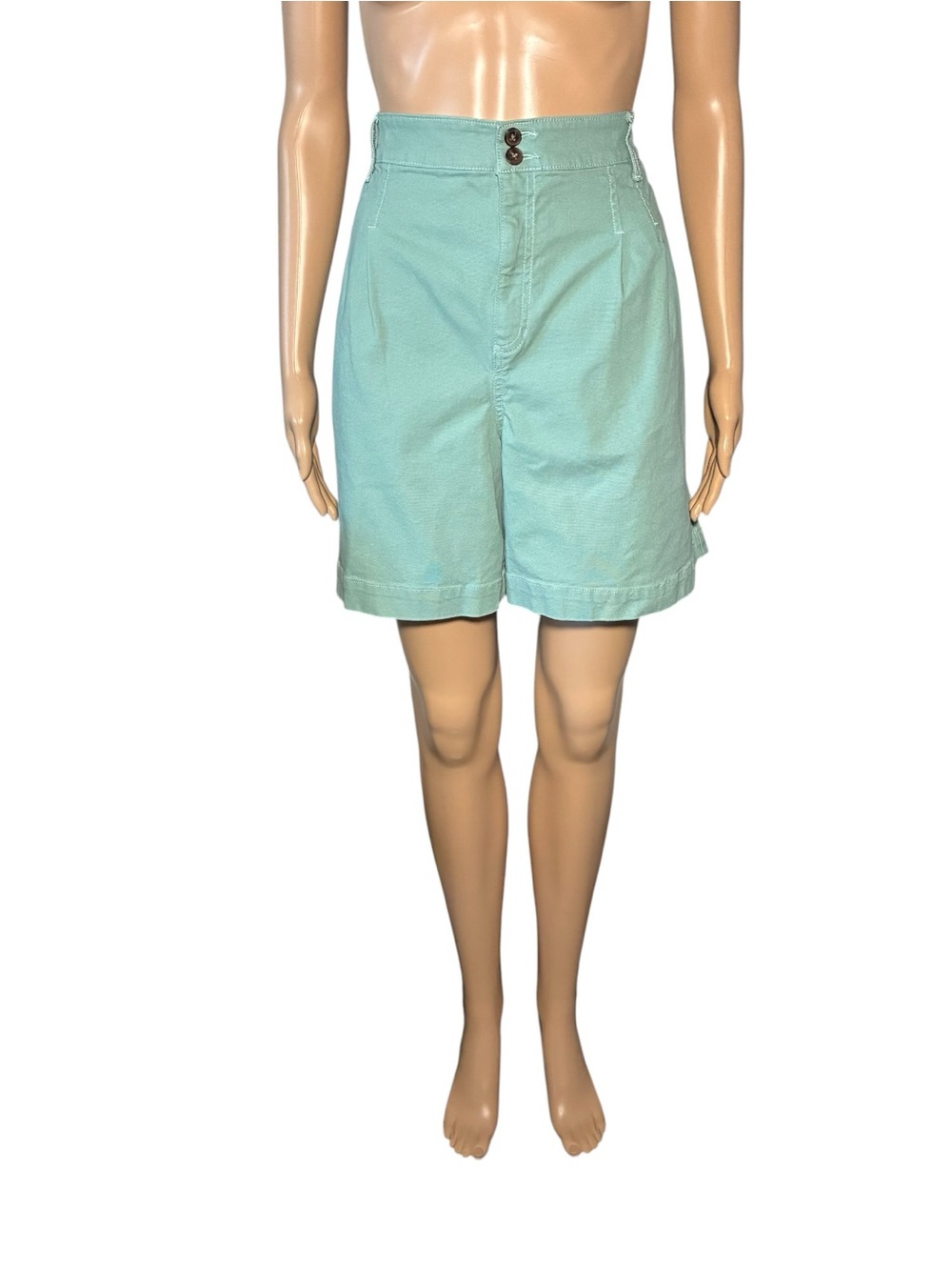 A.N.A Women's Shorts Size 20W Sage Pleated Bermuda Cotton Blend Zip Fly Pockets